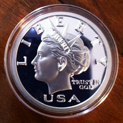 1 oz. Silver Liberty Dollar in H39 Air-Tite Coin Holder